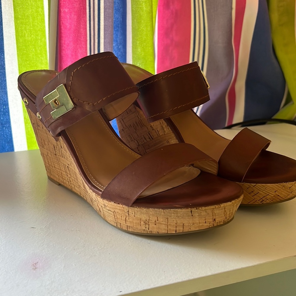 Tommy Hilfiger Leather and Cork Heels